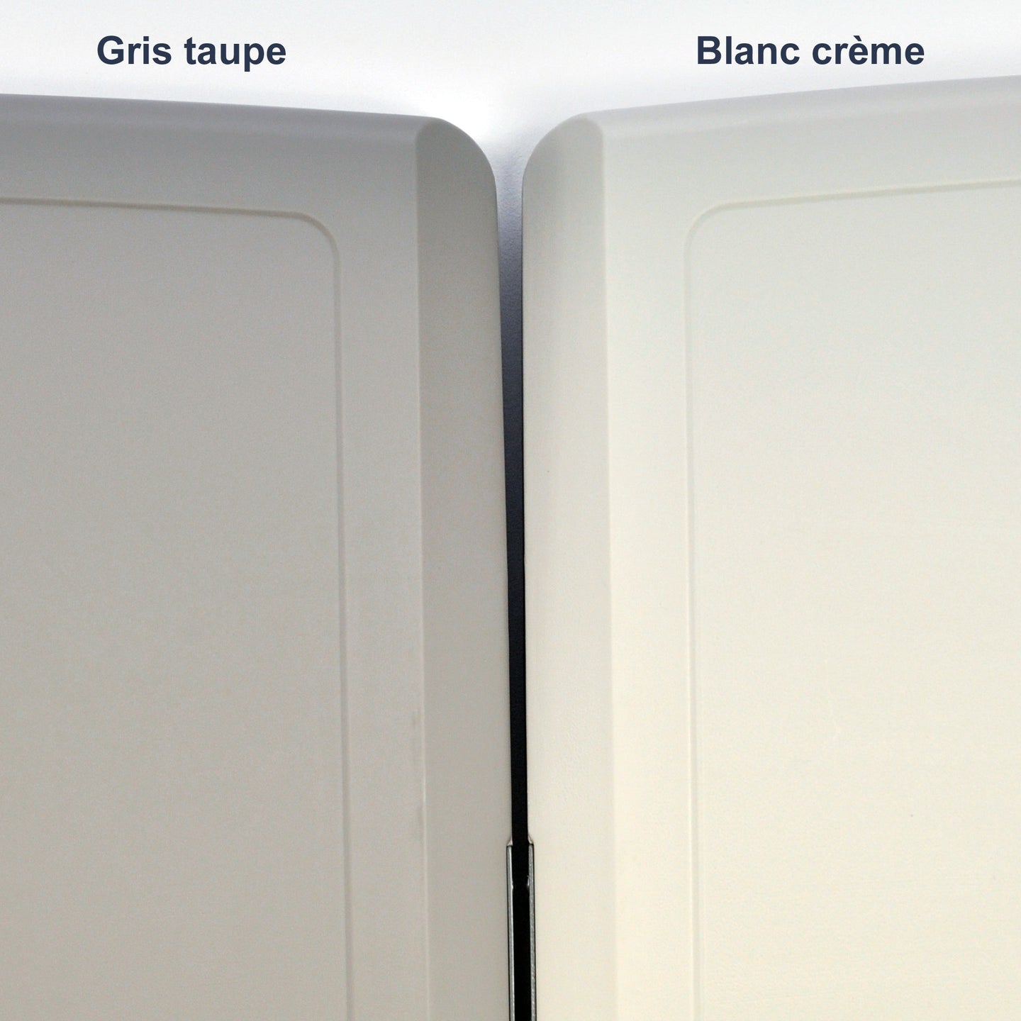 Table à langer professionnelle Kalinoo ERP - Comparaison couleurs gris taupe et blanc crème