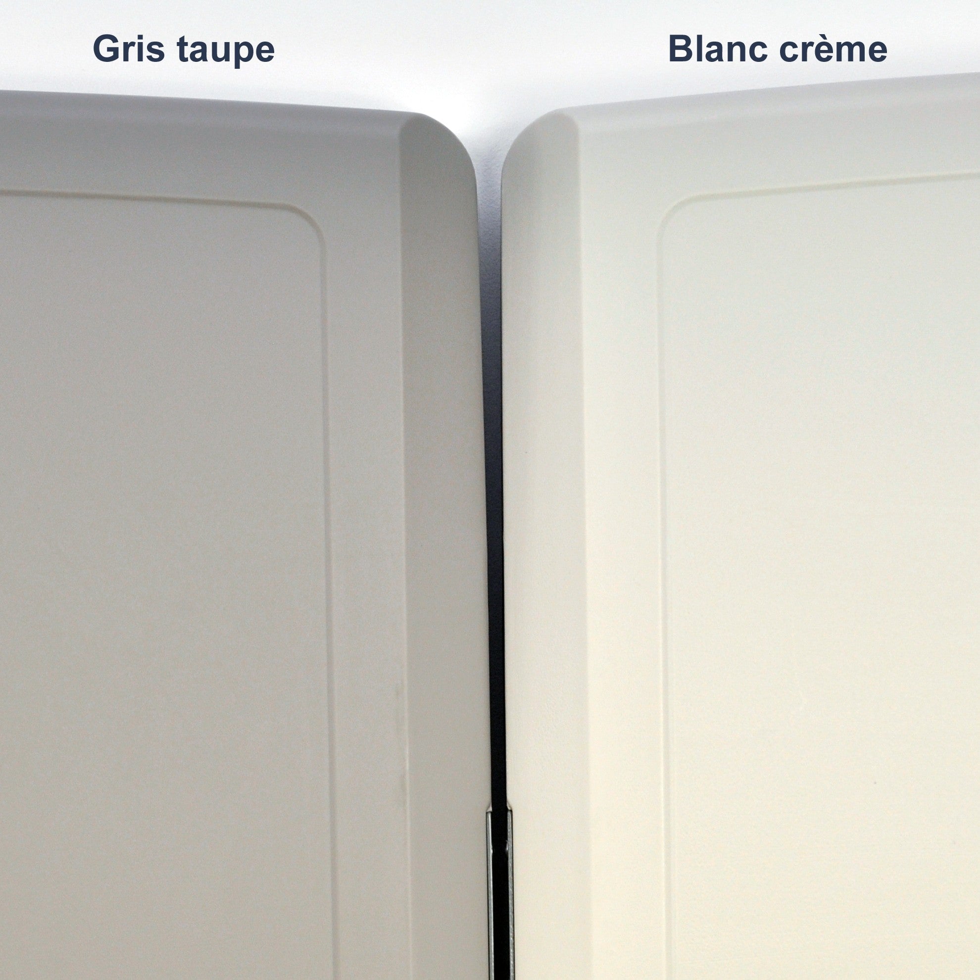 Table à langer professionnelle Kalinoo ERP - Comparaison couleurs gris taupe et blanc crème